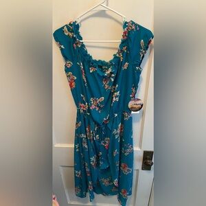 Teal Floral High Low Dress Size XL